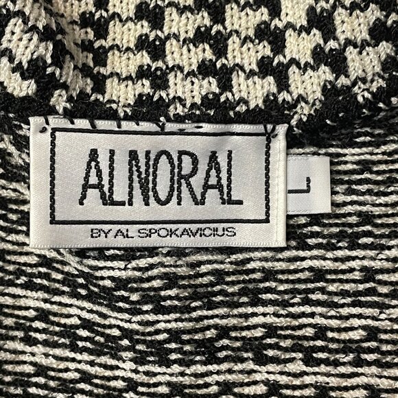 Vintage Alnoral Academia Houndstooth Old Money Cardigan Sweater Sz L Wool Blend - Picture 9 of 11